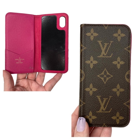 Louis Vuitton Handbags - Authentic Louis Vuitton Monogram & Pink Folio iPhone X Card Holder Phone Case